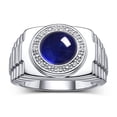 thumbnail image 1 of RYLOS Men's Rings Sterling Silver Ring Cabochon Gemstone & Diamonds Designer Style Sapphire Rings For Men Size 9, 1 of 7