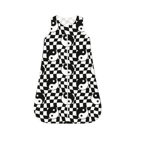 

Fotbe Ying Yang Checkered Pattern Sleep Sack - Baby Wearable Blanket with Zipper Extra Soft Cotton Sleeveless Sleeping Bag for Infants-Large
