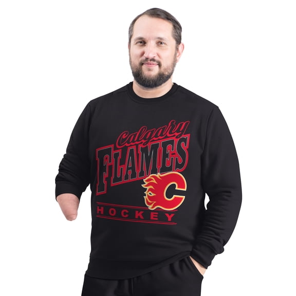 Men's G-III Sports by Carl Banks  Black Calgary Flames Adaptive Headliner Fleece Sweatshirt