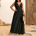 thumbnail image 2 of Noric Women Summer Maxi Dresses Sleeveless Deep V Neck Backless Spaghetti Strap Elastic Waist Flowy A Line Boho Dresses, 2 of 8