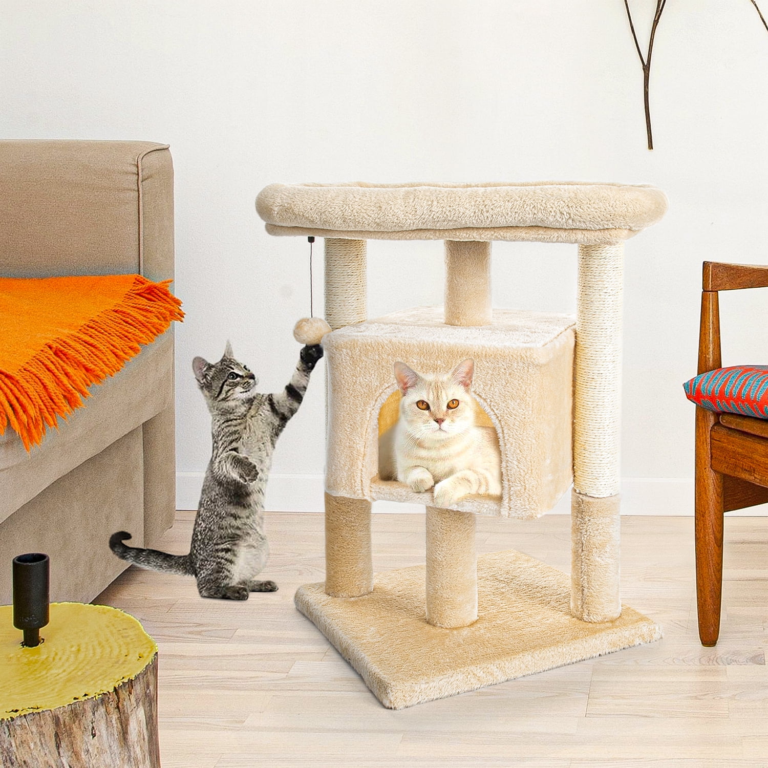 Pefilos 29" Cat Tree Tower for Indoor Cats Cat Condo with Sisal Scratching Posts, Plush Perch, Cat Bed Furniture, Beige Pefilos 29" Cat Tree Tower for Indoor Cats Cat Condo with Sisal Scratching Posts, Plush Perch, Cat Bed Furniture, Beige