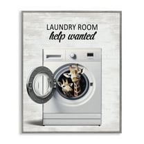 Stupell Industries Laundry Room Help Wanted Quotes and Sayings Painting Gray Framed Art Print Wall Art, 11 x 14