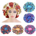 thumbnail image 1 of Bonnet Cap Floral Print African Style Satin Polyester Comfortable Hair Care Hat for Daily Wear, 1 of 8