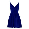 thumbnail image 5 of Homchy Women Sleeveless Strap Velvet Petite Cocktail Beach Evening Party Sexy Low Cut V Neck Mini Gowns Dress, 5 of 6