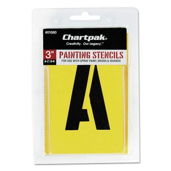 Chartpak, CHA01560, Painting Letters/Numbers Stencils, 35 / Set, Yellow