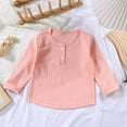 thumbnail image 2 of GigrtiJin Infant Girls Boys Fall Tops Long Sleeves Round Neck Solid Color Shirts Button Pullover Casual Clothes, 2 of 5