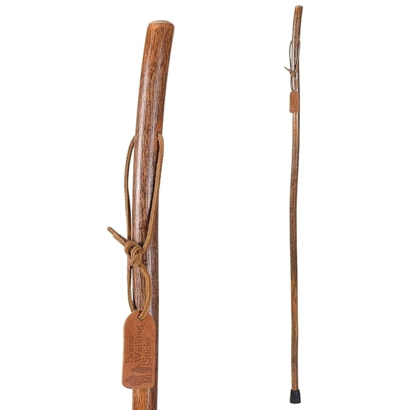 Brazos Rustic Wood Walking Stick, Hickory, Traditional Style Handle, for Men & Women, 58"