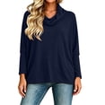 thumbnail image 4 of yillto Womens Cowl Neck Shirts Loose Long Sleeve Plain Blouses Fashion Dressy Work Tops Outfits, 4 of 6