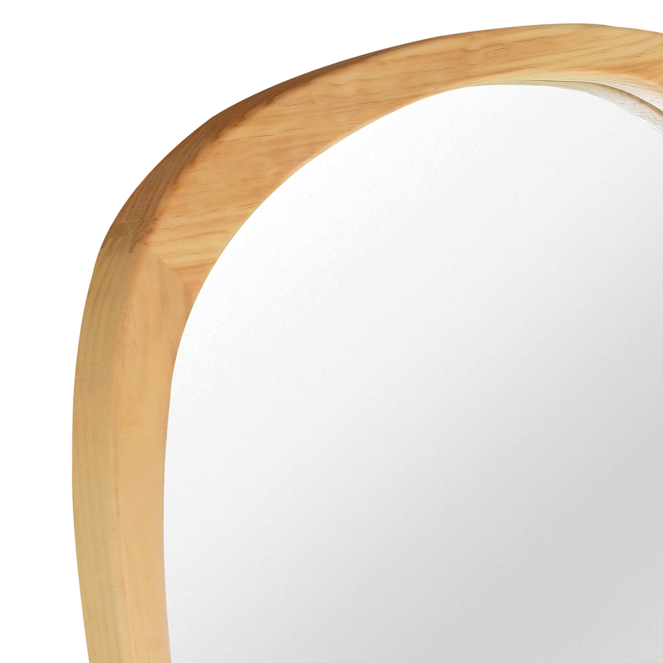 Noble House 24"x36" Irregular Solid Wood Wall Mirror, Modern Asymmetric Decorative Accent Bathroom Mirror, Oak