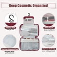 thumbnail image 3 of Unique Bargains Travel Toiletry Bag Hanging Makeup Bag with Compartments Water-resistant Foldable Red, 3 of 7