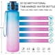 thumbnail image 3 of Sports Water Bottle, 1 Liter BPA Free Water Bottle, Sport, Motivational Time Marker (Pink Blue), 3 of 5