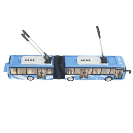 Suodoka 1:48 Scale Electronic City Bus Model Toy, Interactive Light and Sound Educational Play Vehicle for Kids, Realistic Transport Bus Toy, 13.39 inches / 34 cm (Blue Edition)