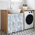 thumbnail image 3 of Blue Floral Cabinet Curtain 35"Wx35"L,Dustproof Under Sink Skirt with Self Adhesive Tape,Garden Petals Flower Botanical Tree Branch Cabinet Curtain Cover for Kitchen Sink,Bathroom Vanity,Laundry Room, 3 of 9