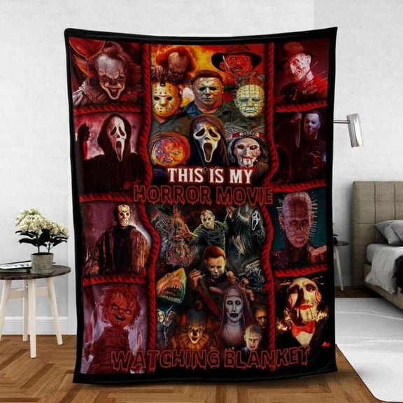 Soft Funny Throw Blanket Horror Movie Flannel,Scary Movie Blanket,X-mas Blankets,Saw,It Blankets Home Bedroom Decor