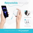 thumbnail image 2 of Bibicord Portable Wall Charger with Universal Micro Retractable Cable & 2500 mAh Battery (Provide 50% Coverage) 3-in-One Accessory, 2 of 6
