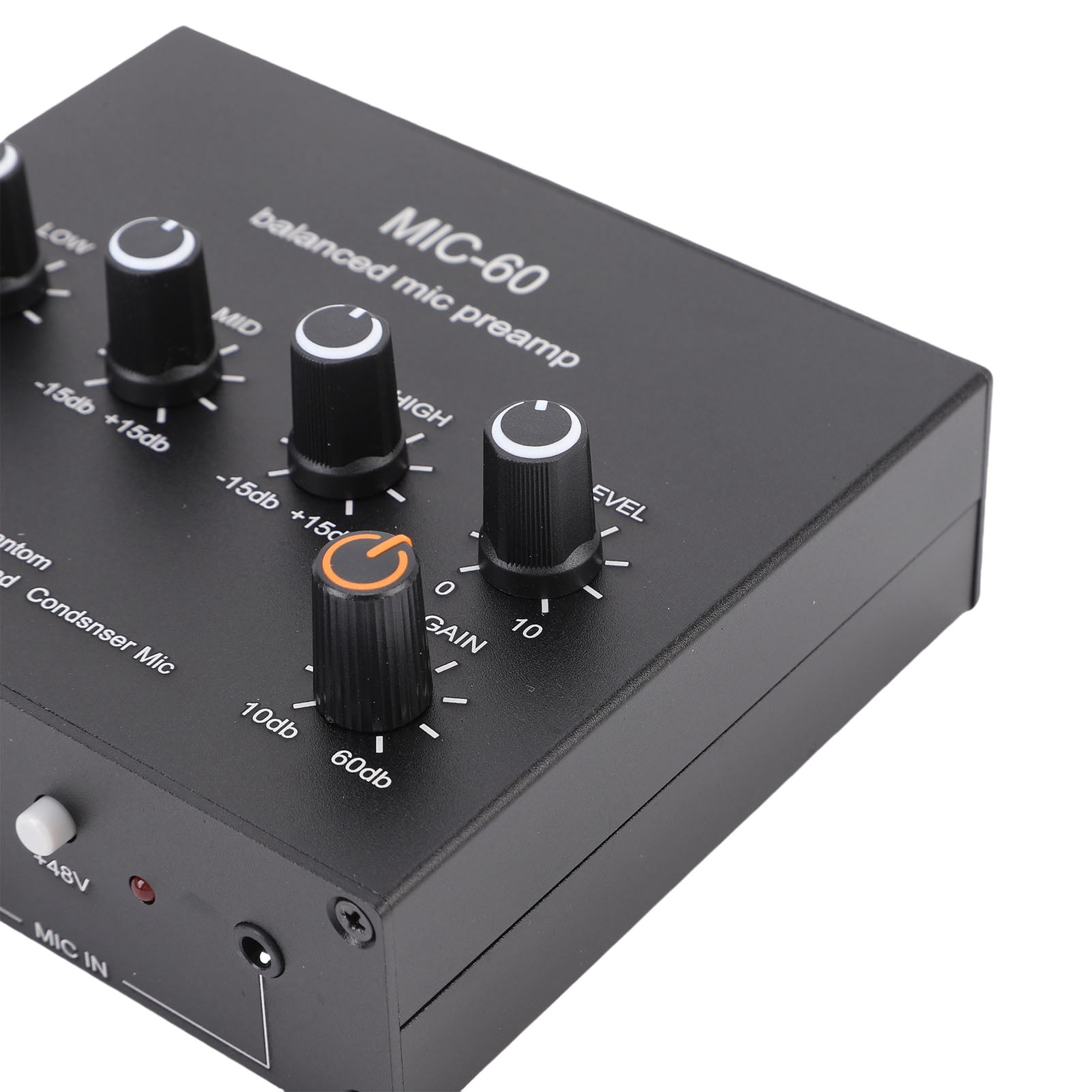 Rupoun Microphone Preamplifier MIC-60 60dB Gain Audio Interface for Condenser Dynamic Mics 3.5mm 6.5mm XLR I/O Support 48V Phantom Power Aluminum Alloy (13.19 oz / 374 g)