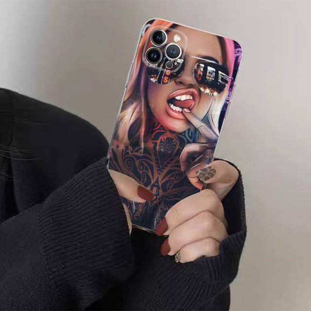 Funda de teléfono con tatuaje de chica Sexy, carcasa para iPhone 14, 11, 12, 13, Mini Pro, XS Max, 6, 7, 8 Plus, X, XR, SE, 2020 Fivean unisex