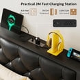 thumbnail image 4 of Honfach Twin Bed Frame with Storage Drawers, PU Leather Upholstered Platform Bed Frame with Charging Station, No Box Spring Needed, Heavy-Duty Metal Slats Support, Noise-Free, Easy Assembly, Black, 4 of 7