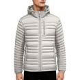 thumbnail image 3 of ZCFZJW Men's Puffer Jacket with Detachable Hood Lightweight Water Resistant Long Sleeve Full Zip up Insulated Winter Puffy Coat with Multi-Pockets Khaki L, 3 of 8