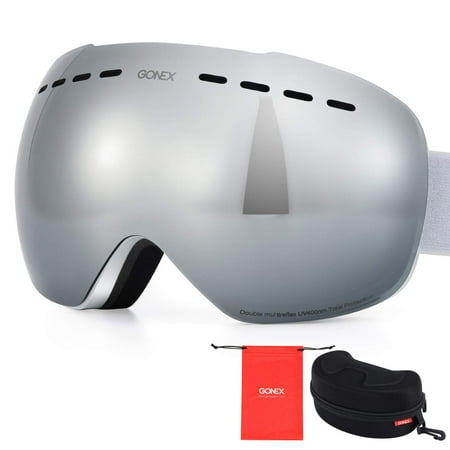 Gonex Anti-fog OTG Ski Goggles, UV Protection Windproof Oversized Ski Snowboard Goggles with Box for Men &
