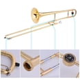thumbnail image 4 of ammoon Alto Trombone Brass Gold Lacquer Bb Tone B flat Wind Instrument with Cupronickel Mouthpiece Cleaning Stick Case, 4 of 6