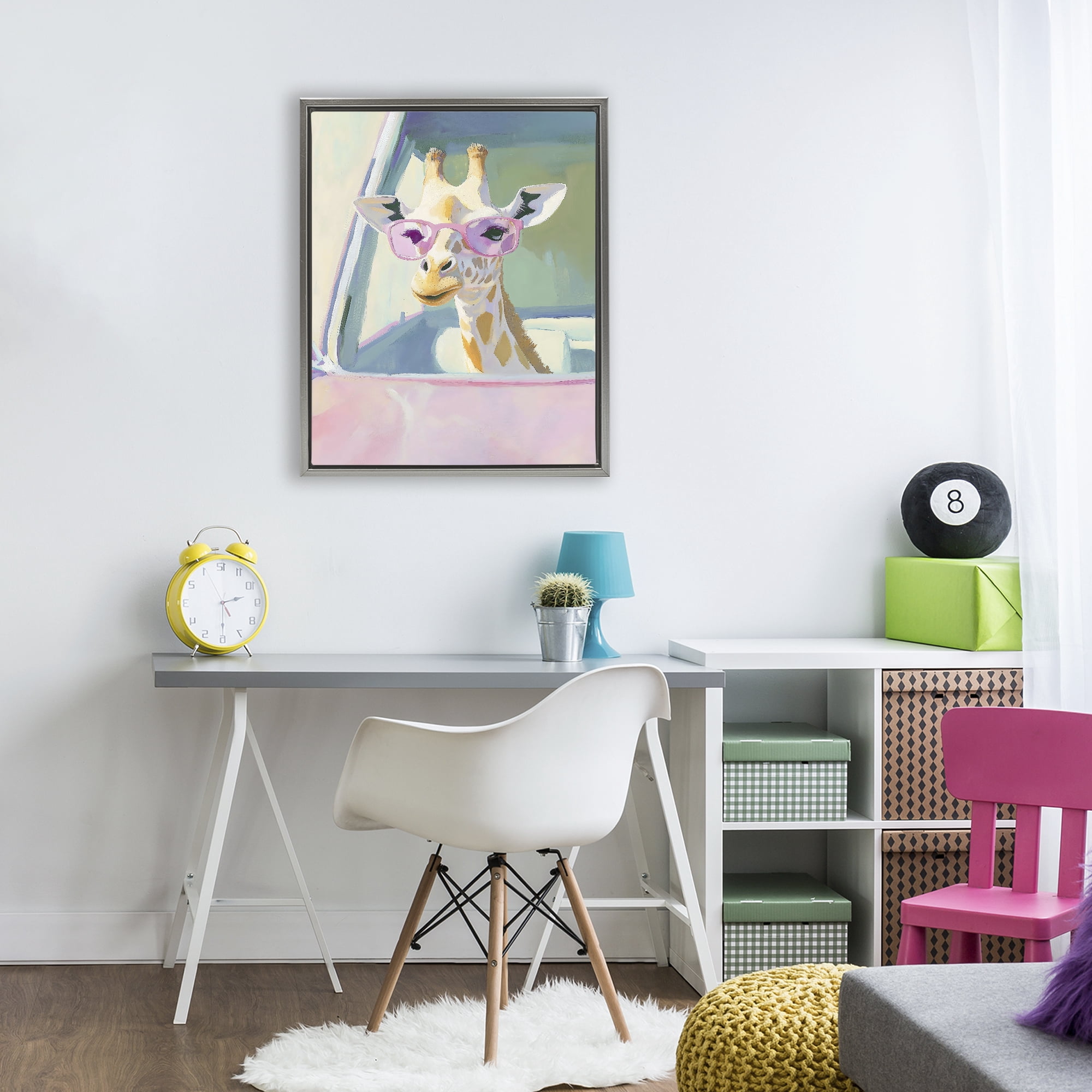 Stupell Industries Giraffe Car Ride Gray Framed Floater Canvas Wall Art, design by The Prints Vibe