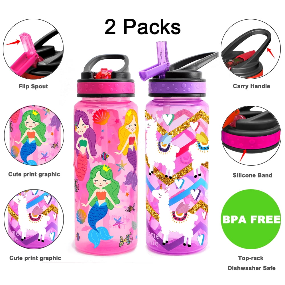 Home Tune 23oz Kids Water Drinking Bottle 2 Pack - BPA Free, Auto Push  Button, Chug Lid, Carry Loop …See more Home Tune 23oz Kids Water Drinking