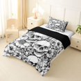 thumbnail image 2 of Homewish Hipple Death Skull Twin Comforter Sets,Goth Romantic Floral Bedding Set,White,Halloween Duvet,Black Reversible,2-Piece,1 Comforter and 1 Pillowcase, 2 of 7