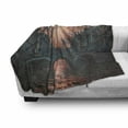thumbnail image 3 of Landscape Soft Flannel Fleece Blanket, Evening in Amsterdam Netherlands Scandinavian Aurora Borealis River Bridge Image, Cozy Plush for Indoor and Outdoor Use, 70" x 90", Pink Grey, by Ambesonne, 3 of 6