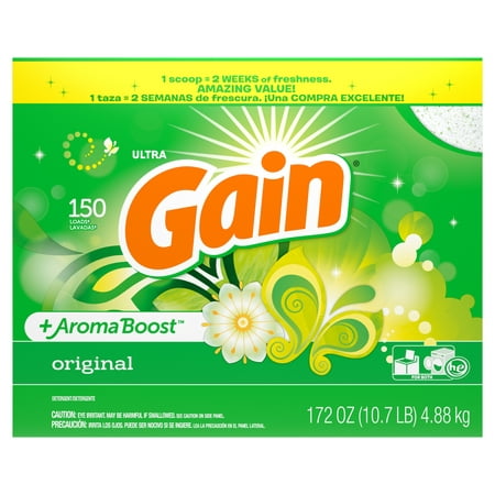 Gain Powder Laundry Detergent for Regular and HE Washers, Original Scent, 172 ounces 150