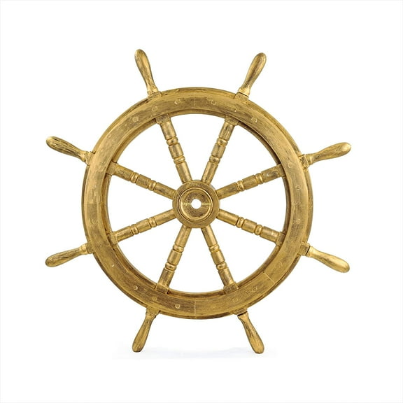 Nagina International Nautical Wooden Antique Vintage Captain's Ship Wheel - Pirate Home Decor Gifts - Nursery Wall Hangings (36 Inches, Antique Golden)
