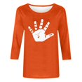 thumbnail image 4 of Heisall Women's Spring Autumn Tops 3/4 Sleeve Round Neck Casual Fashion Blouses Orange Festival Print Shirts, 4 of 4
