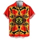 thumbnail image 3 of Camisetas con botones y estampado gráfico completo en 3D de la reina y el rey para hombre, divertidas camisetas hawaianas con gráficos dorados y negros para hombre, 3 of 5