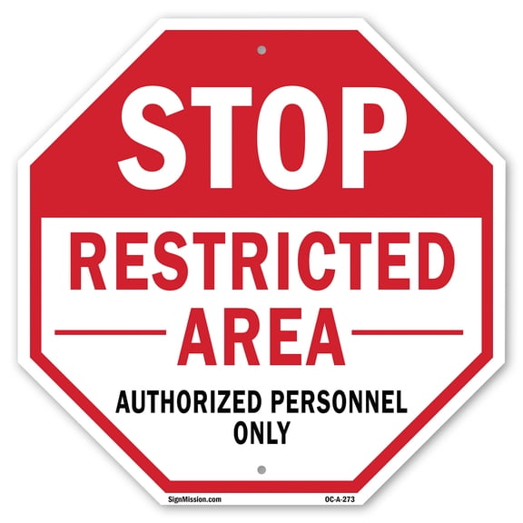 Stop Restricted Area Authorized Personnel Only 10 inch X 10 inch Octagon Plastic Sign Weather Resistant, UV Protected for Workplace, Private Property, and Construction Site, Made in the