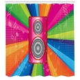 thumbnail image 3 of Vintage Rainbow Shower Curtain, Discotheque Pop Party of the 60s 70s Theme Musical Notes and Pink Stereo, Fabric Bathroom Set with Hooks, 69W X 75L Inches Long, Multicolor, by Ambesonne, 3 of 3