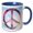 Blue/White, variant on 3drose, Stars Blue Sky Universe Peace Sign- Inspirational Art, 11oz Two-tone Black Mug