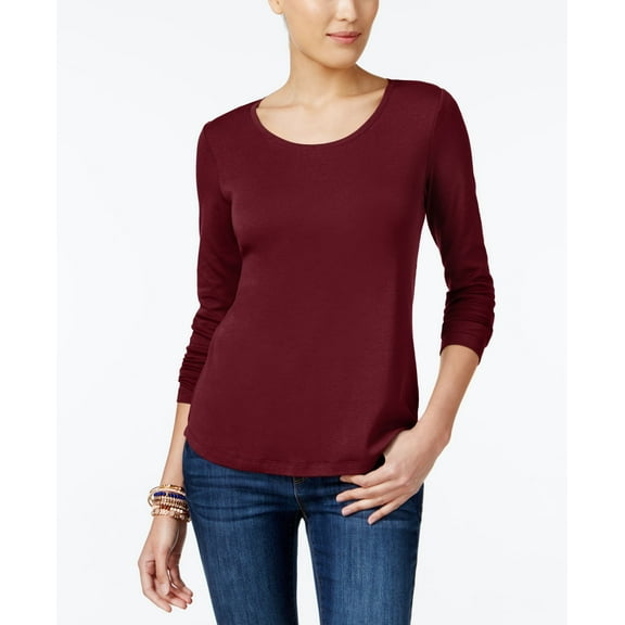 Style & Co Scoop Neck Top Cranberry M