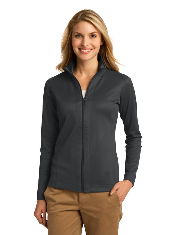 Ladies Vertical Texture Full Zip Jacket-S (Iron Grey/ Black)