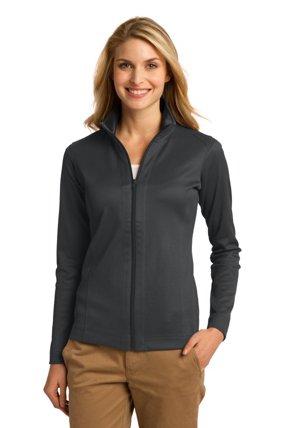 Ladies Vertical Texture Full Zip Jacket-S (Iron Grey/ Black)