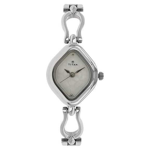 Titan Quartz Analog Silver Dial Stainless Steel Strap Watch for Women
