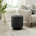 thumbnail image 2 of Bowery Hill Modern Round Faux Leather Swivel Ottoman in Black, 2 of 13