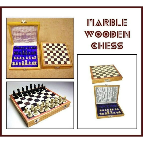 Handmade Marble Wooden Chess Set Chrsitams Gift For Him