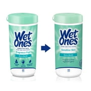 Wet Ones Sensitive Skin Hand Wipes, Fragrance Free, Unscented, 40 Ct Canister, Hypoallergenic