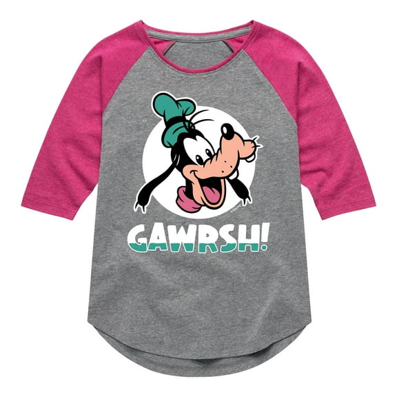 Mickey & Friends - Goofy Gawrsh - Toddler And Youth Girls Raglan Graphic T-Shirt