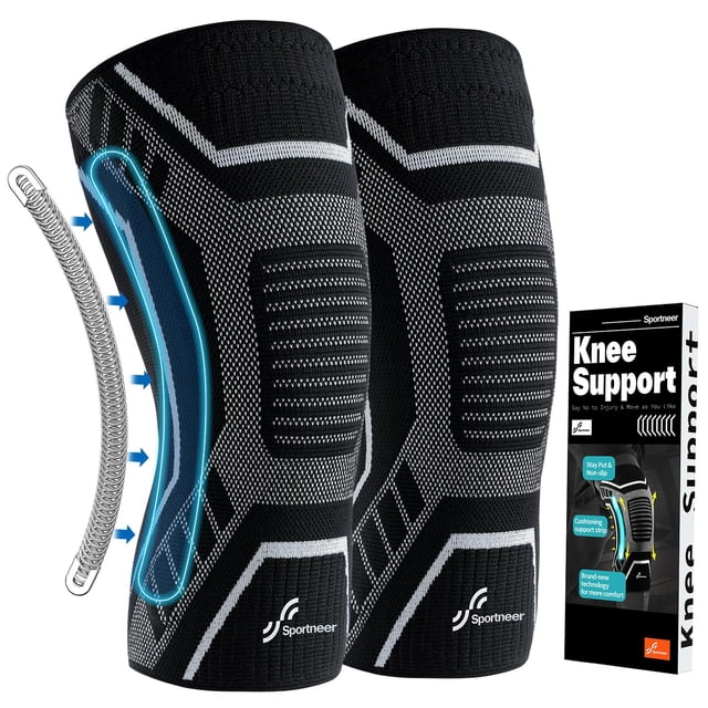Rodillera Sportneer, manga de compresión de cobre, negra, talla grande