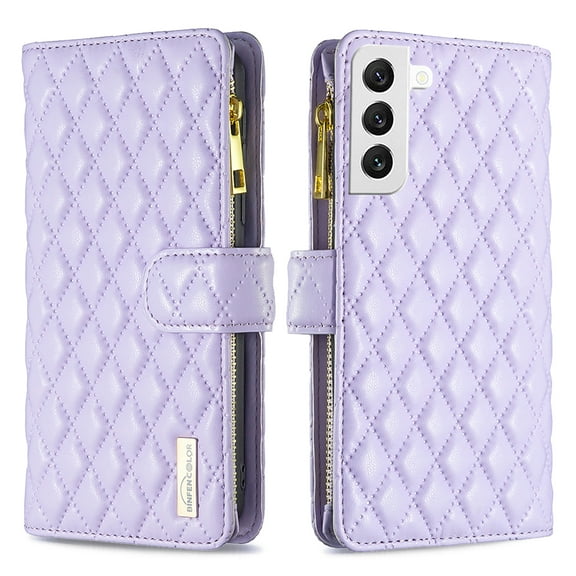 Case For Samsung Galaxy A25,Decase Zipper Wallet Case Elegant PU Leather Shockproof Cover Wallet Card Slots Holder Stand Wristband Strap Phone Case,for Galaxy A25 - Purple
