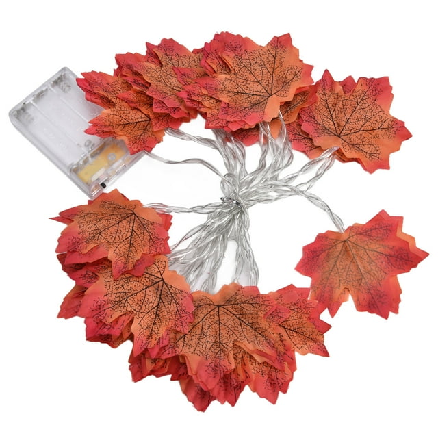 Guirnalda De Luces De Hojas De Arce, Decoración Con Pilas, Decoraciones Impermeables De Acción De Gracias Para Halloween, Para Interiores Y Exteriores, Para Navidad
