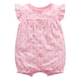 thumbnail image 3 of WIBACKER 100% Cotton Infant Baby Girl Snap-up Rompers, 0-24M,Ruffle Sleeve Toddler Summer Polka Dot Jumpsuit, 3 of 7