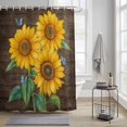 thumbnail image 3 of Vintage Sunflower Shower Curtain, Yellow Floral Butterfly Farm Wood Grain Waterproof Shower Curtain Set with 12 Hooks Lightweight Bath Curtains Fabric Bathroom Decor 36x72 Inches, 3 of 9
