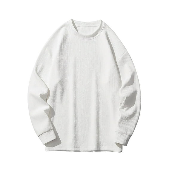 Plus Size Sweatshirts for Men Big & Tall M-5X Long Sleeve Crewneck Shirts Casual Solid Color Pullover Slim-Fit Basic No Hood Sweatshirt Tops
